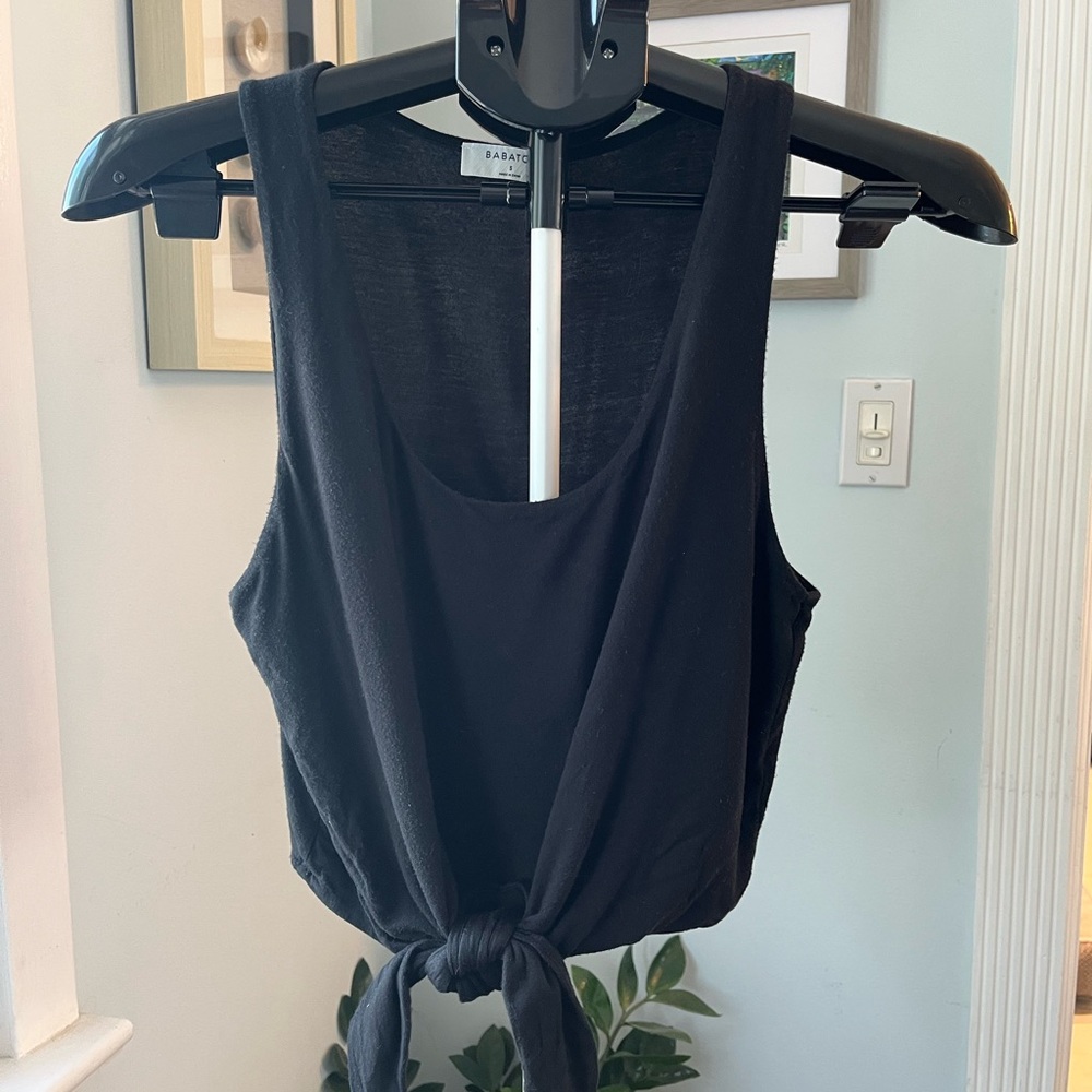 Aritzia Babaton Black Tie Front cropped Tank size S